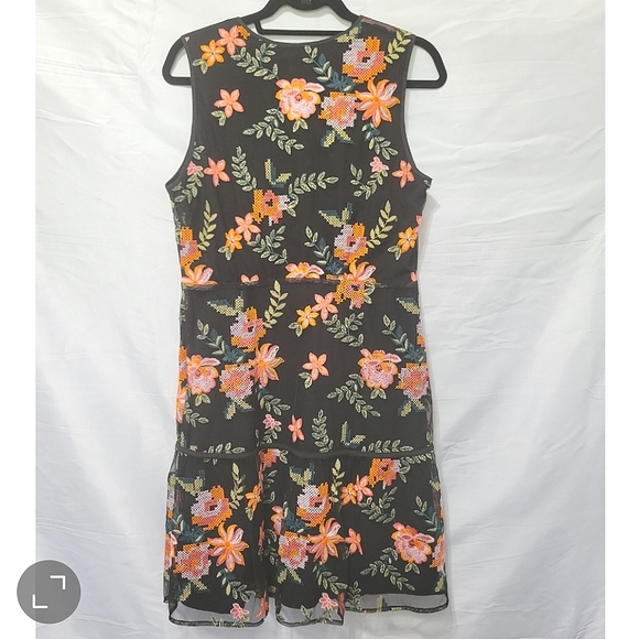 Sam Edelman Sleeveless Black Embroidery Mesh floral Whimsical Garden mini Dress - Picture 5 of 13